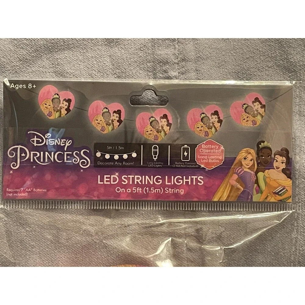 NEW Walt Disney Princesses LED String Lights‎ 5ft Battery Powered Lights